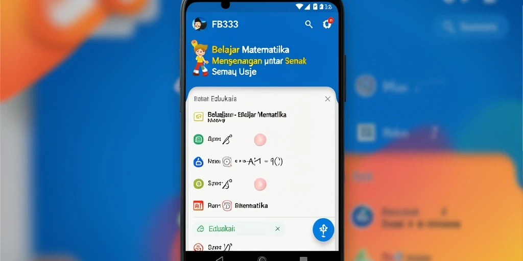 Antarmuka aplikasi FB333 yang ramah pengguna untuk belajar matematika.