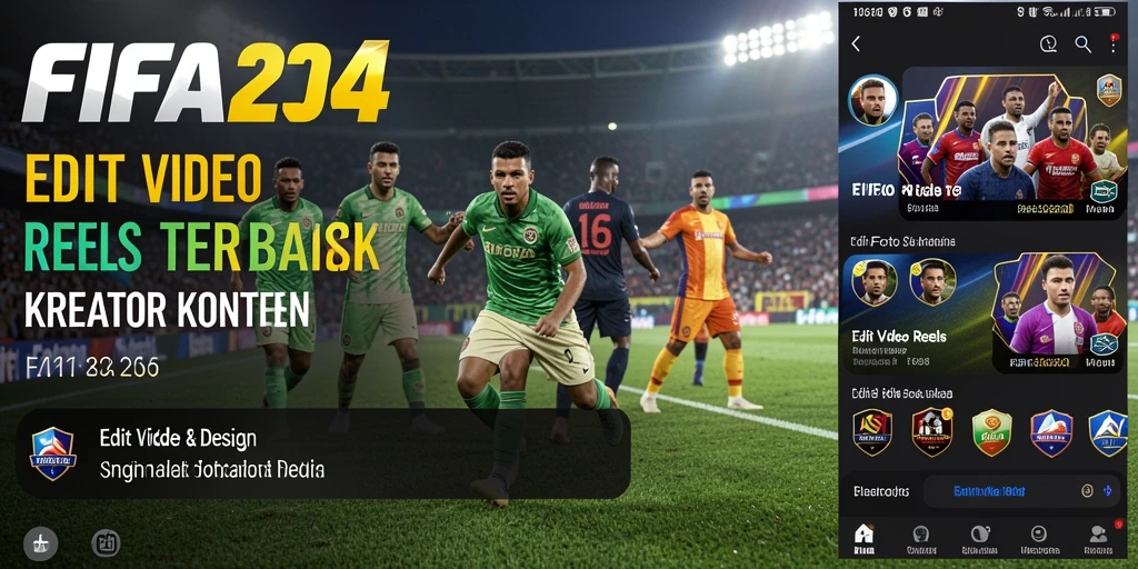Tampilan antarmuka aplikasi FIFA234 untuk edit video reels yang lengkap.