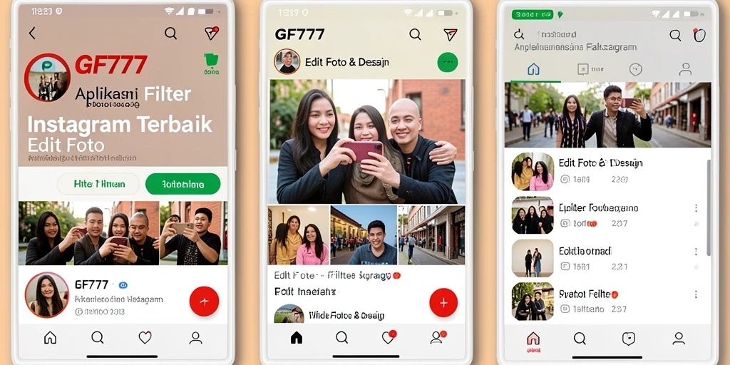 Screenshot GF777 menampilkan antarmuka sederhana dengan pilihan filter yang menarik.