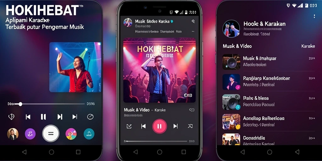 Tampilan antarmuka HOKIHEBAT dengan pilihan lagu karaoke yang beragam.