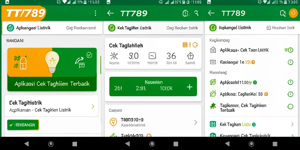 Tampilan antarmuka TT789 untuk cek tagihan listrik dengan fitur lengkap.