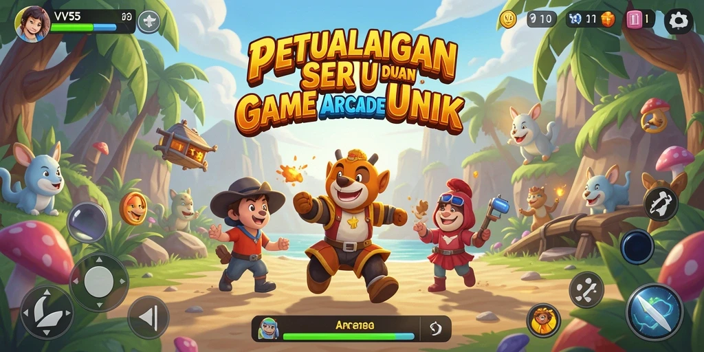 Tampilan antarmuka game Arcade yang menarik dan interaktif.